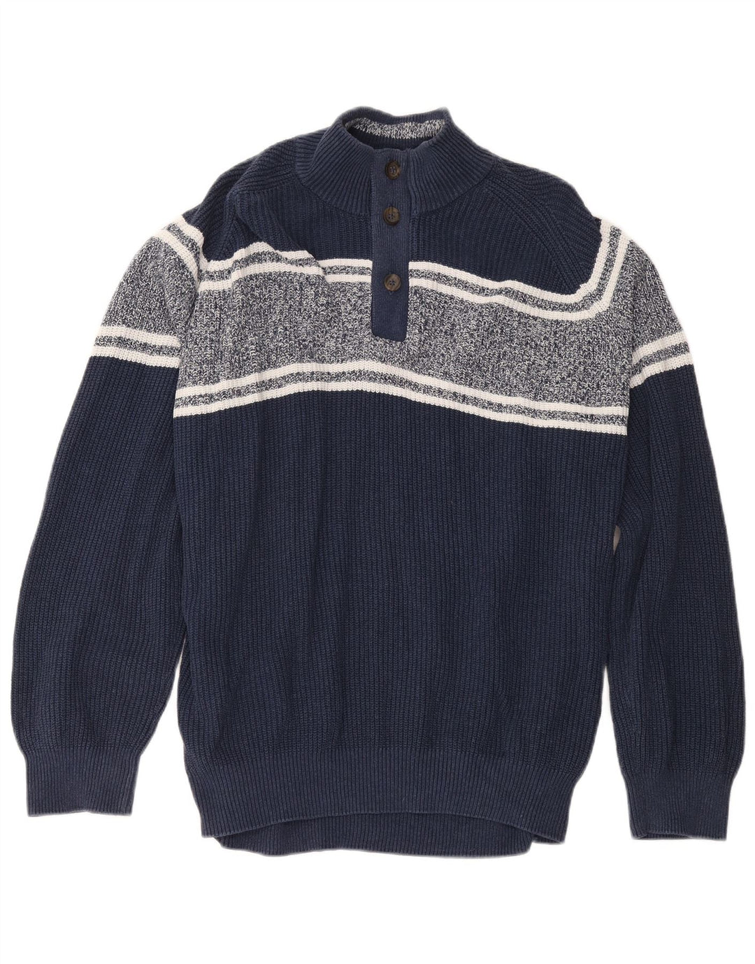 Marks & Spencer Ανδρικό πουλόβερ με κουμπιά πουλόβερ 2XL Navy Blue Colorblock
