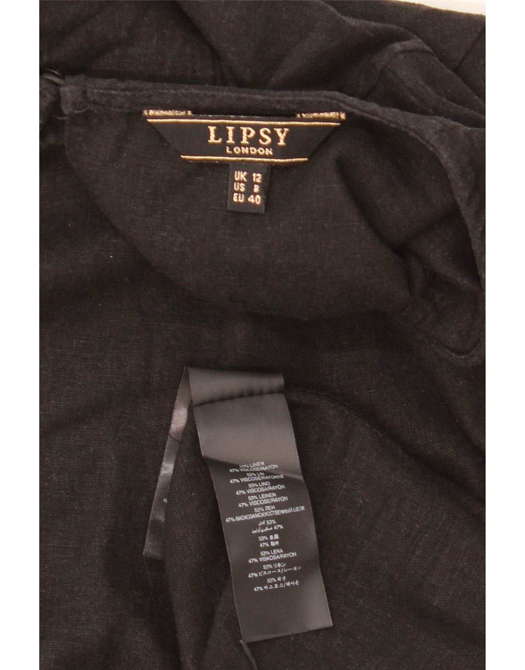 Lipsy γυναικείο φόρεμα Shift UK 12 Medium μαύρο λινό