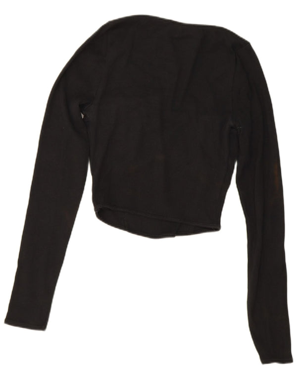 Zara Γυναικείο Crop Top Μακρυμάνικο UK 12 Medium Black