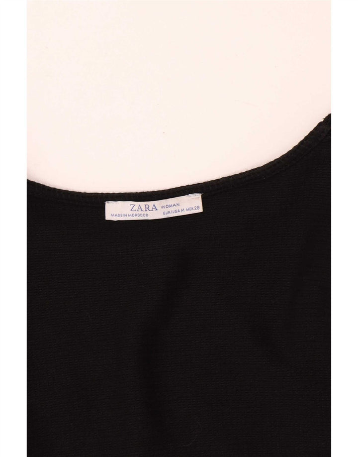 Zara Γυναικείο μακρυμάνικο Maxi Φόρεμα UK 12 Medium Black Check