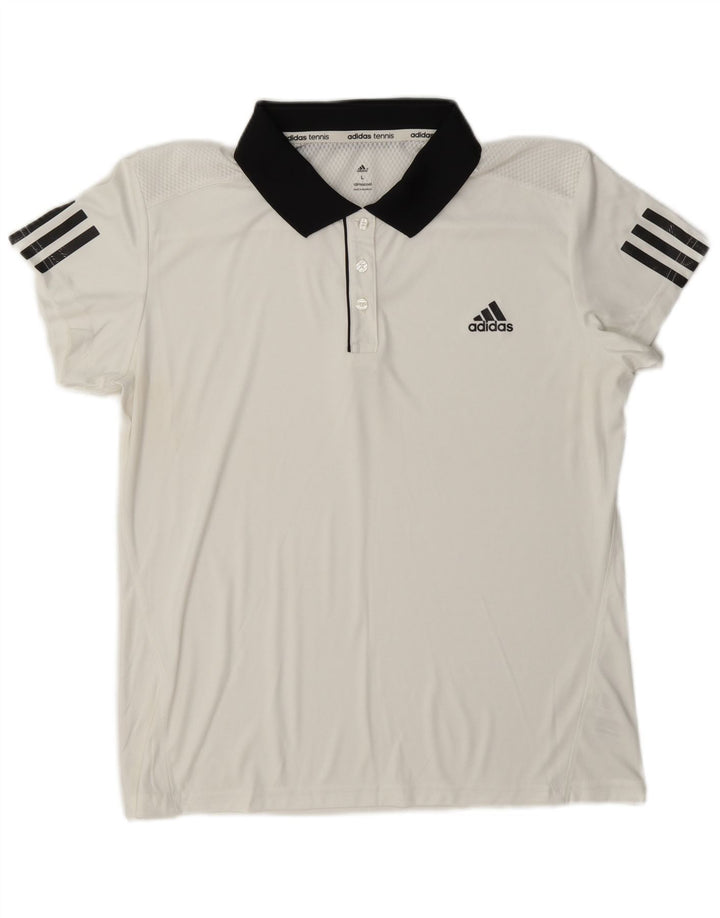 Adidas γυναικείο Climacool μπλουζάκι ράγκμπι πόλο UK 16 μεγάλο λευκό πολυεστέρα