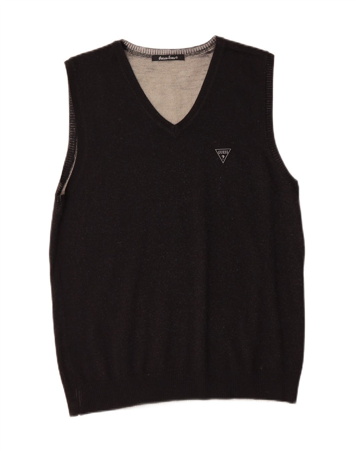 GUESS Mens Vest Tank Top Medium Black Wool Vintage Guess and Second-Hand Guess from Messina Hembry 