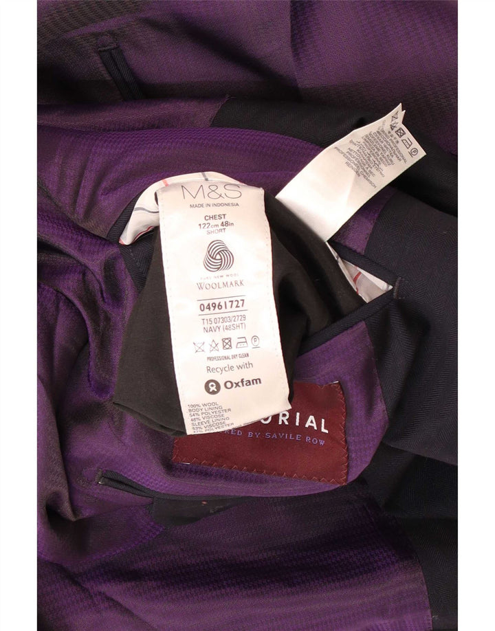 Marks & Spencer Ανδρικό κοντό σακάκι 2 κουμπιών UK 48 2XL Navy Blue Wool
