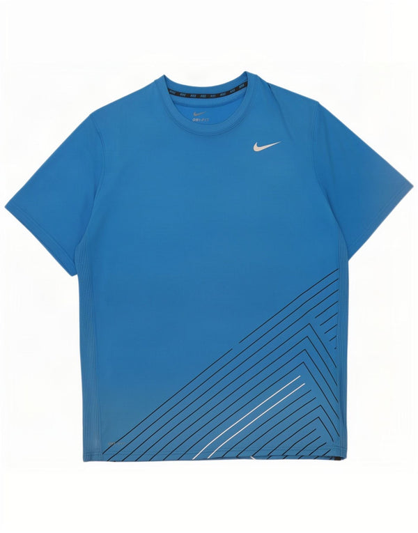 Ανδρικό T-shirt Nike Dri Fit Top 2XL μπλε γεωμετρικό πολυεστέρα