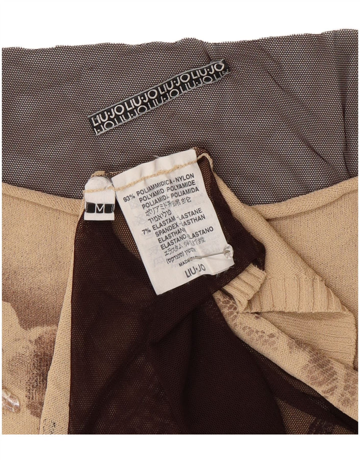 Liu Jo Γυναικεία See Through Μπλούζα Τοπ UK 12 Medium Beige Colourblock