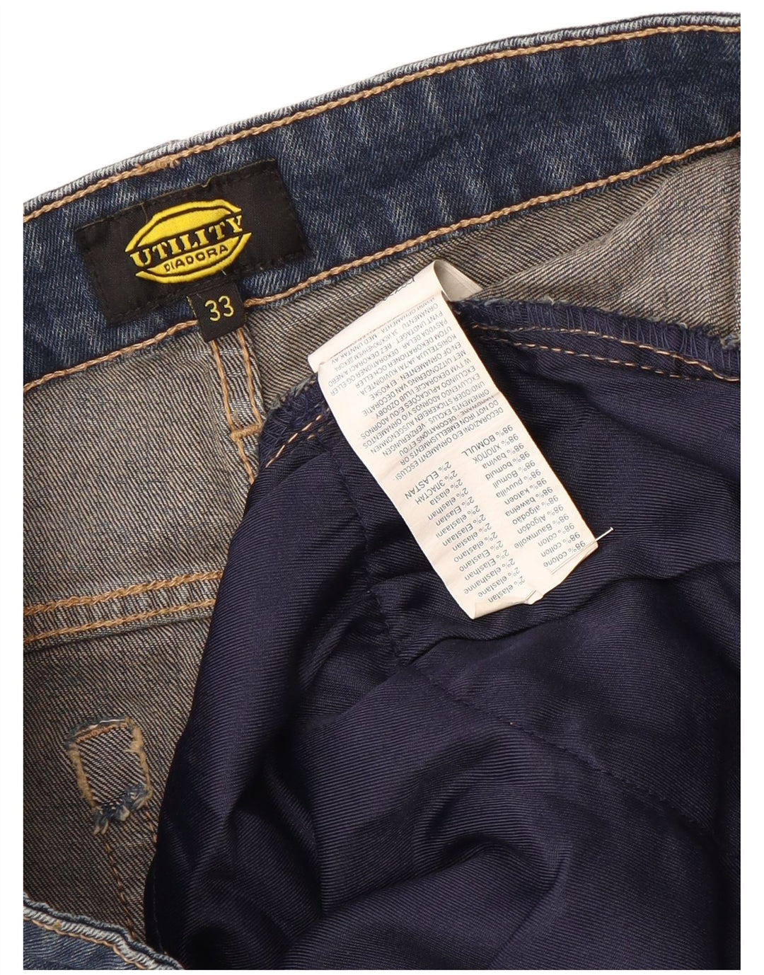 DIADORA Ανδρικό τζιν σορτς Cargo W33 Βαμβακερό μεσαίο μπλε