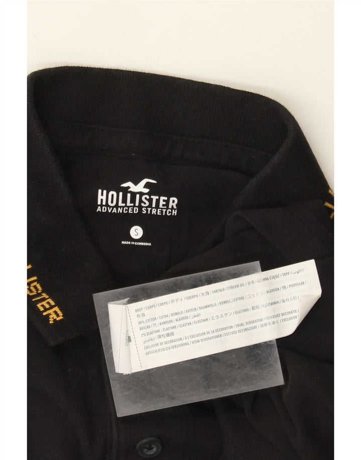 Ανδρικό μπλουζάκι πόλο Hollister, μικρό μαύρο βαμβακερό