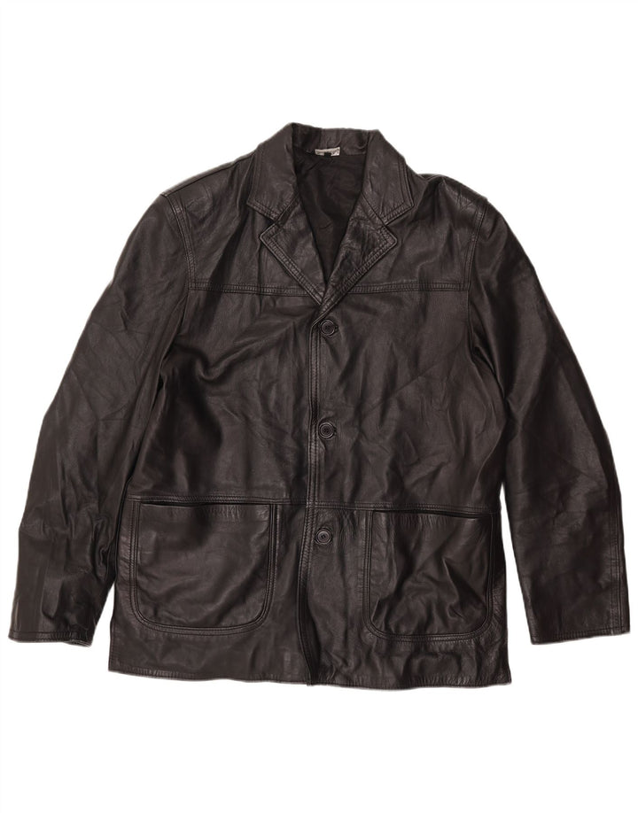 VINTAGE Ανδρικό Δερμάτινο Μπουφάν UK 42 XL Μαύρο Δερμάτινο