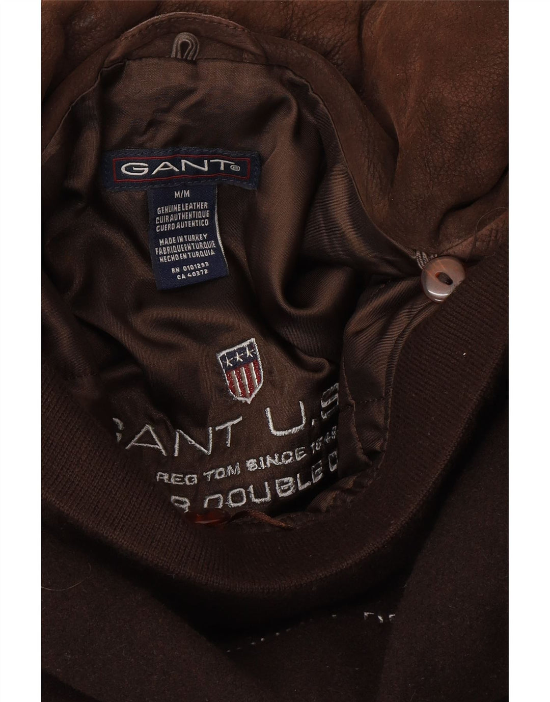 Ανδρικό Gant Loose Fit Δερμάτινο Αντιανεμικό Παλτό UK 38 Μεσαίο Καφέ