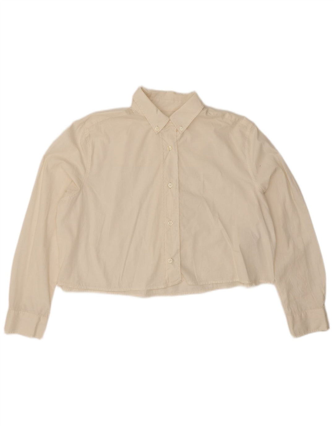 Benetton Γυναικείο πουκάμισο Oversized Crop UK 14 Medium Beige βαμβακερό