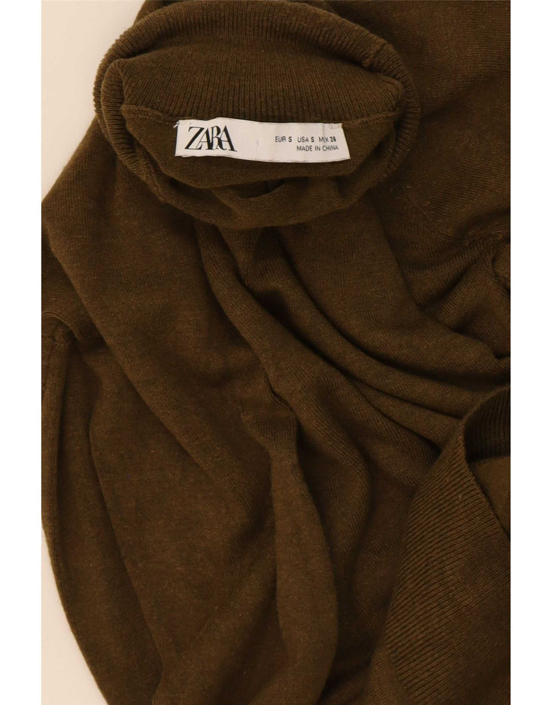 Zara Γυναικείο πουλόβερ με ρολό λαιμόκοψη UK 10 Small Khaki