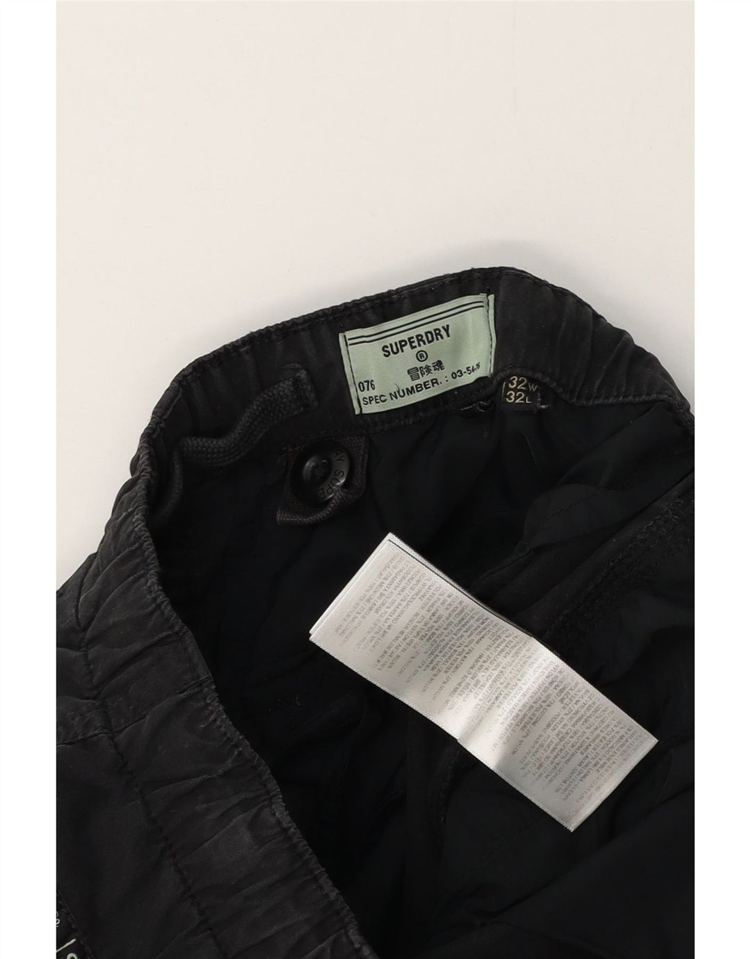 Ανδρικό ίσιο παντελόνι Cargo SUPERDRY W32 L28 Μαύρο βαμβακερό