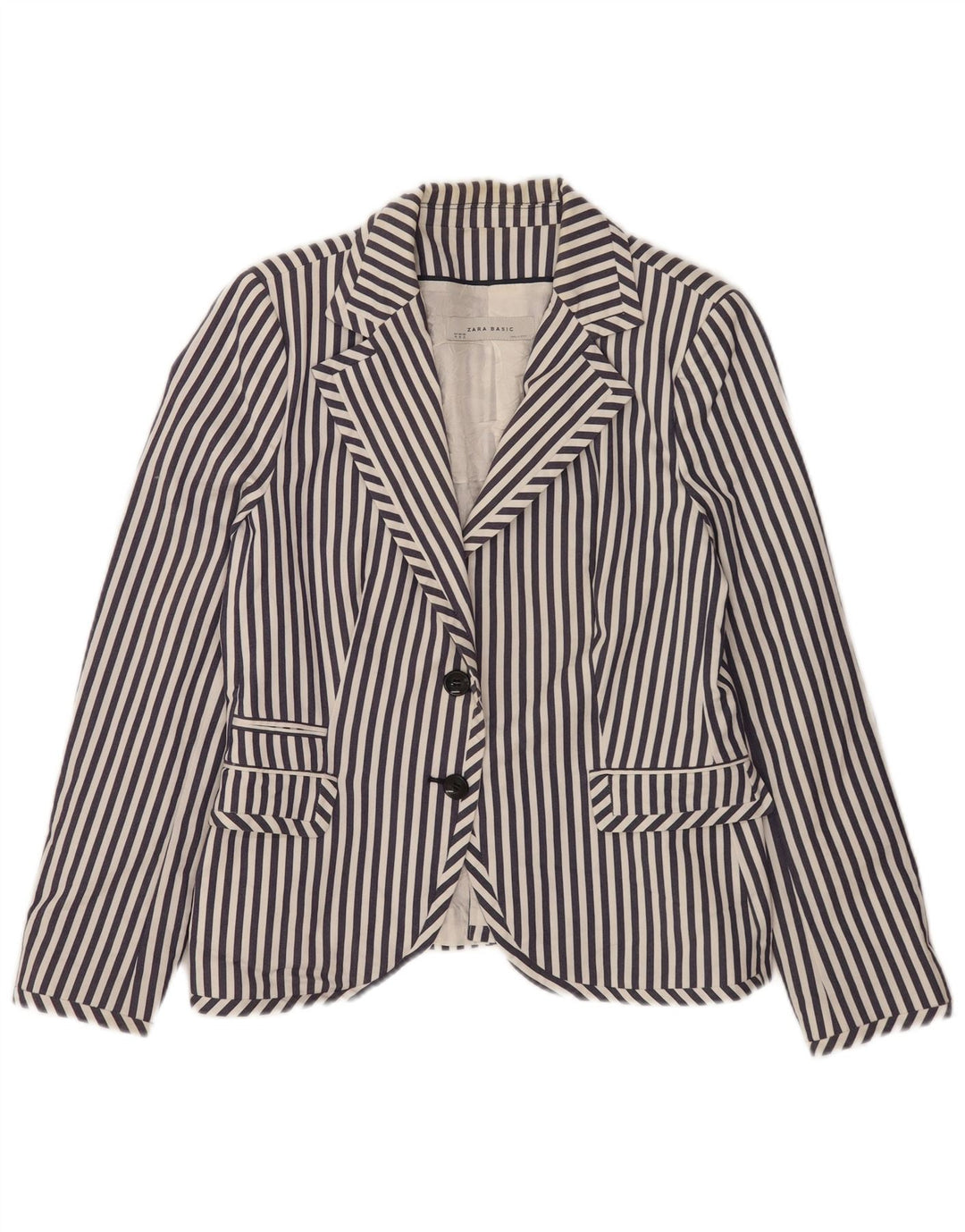 Zara Γυναικείο μπουφάν blazer UK 18 XL Navy Blue ριγέ