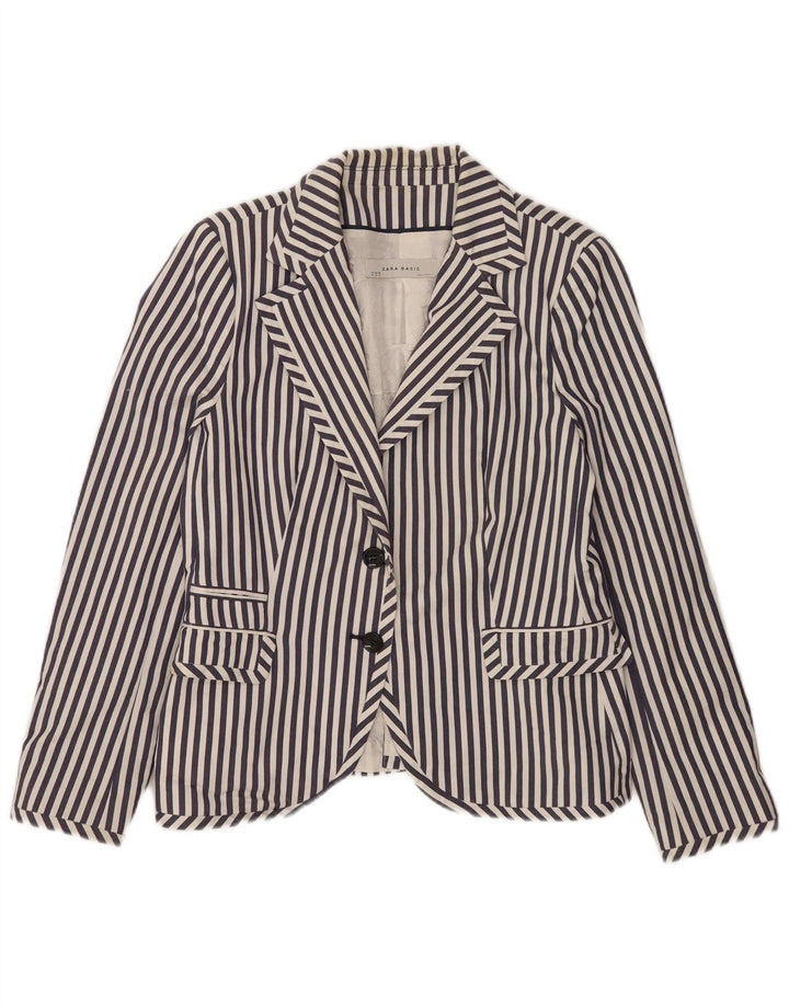 Zara Γυναικείο μπουφάν blazer UK 18 XL Navy Blue ριγέ