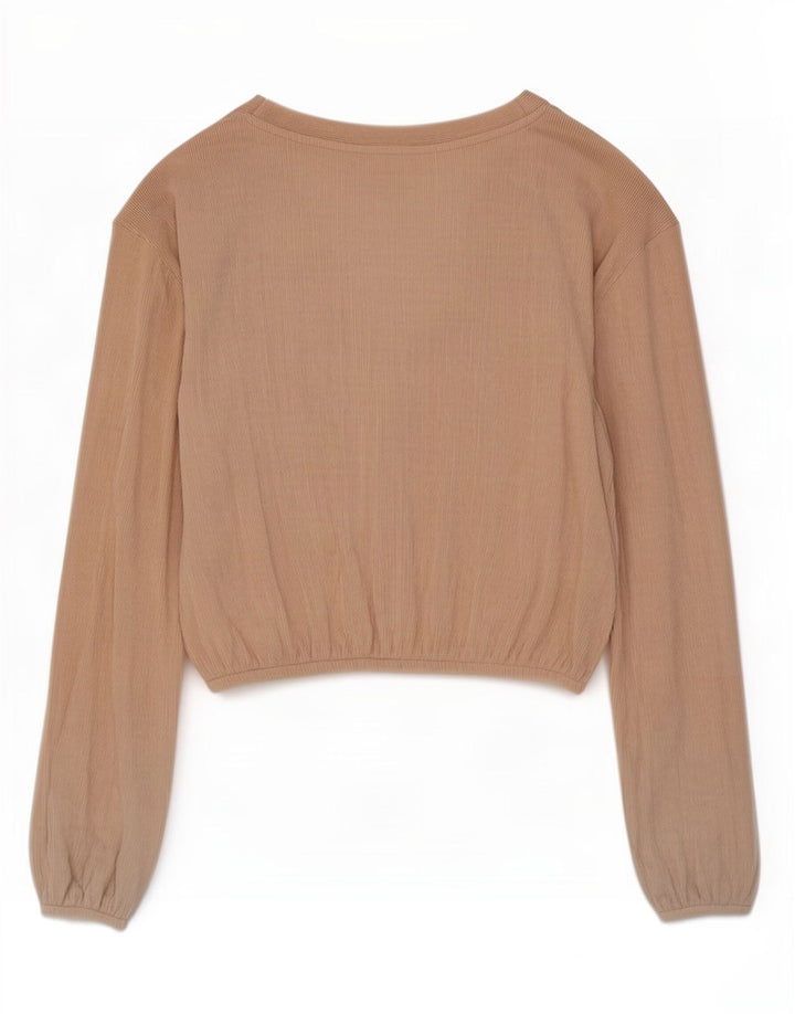 Zara Γυναικεία ζακέτα Crop UK 16 Large Beige Polyester