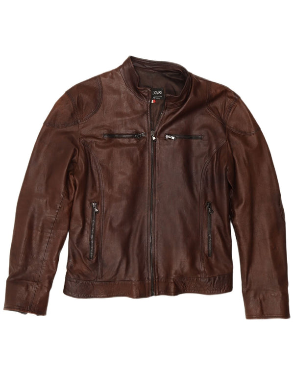 Lavorazione Artigiana Γυναικείο Biker Δερμάτινο Μπουφάν IT 52 2XL Καφέ Δερμάτινο
