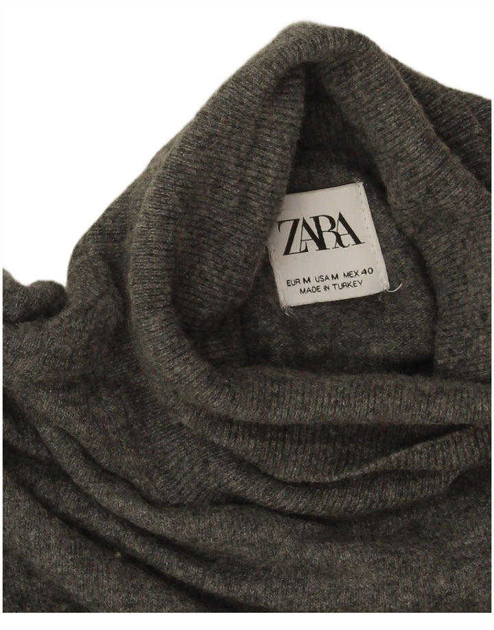 Zara γυναικείο πουλόβερ με ρολό λαιμόκοψη UK 14 μεσαίου γκρι με φλύκταινες από πολυαμίδιο