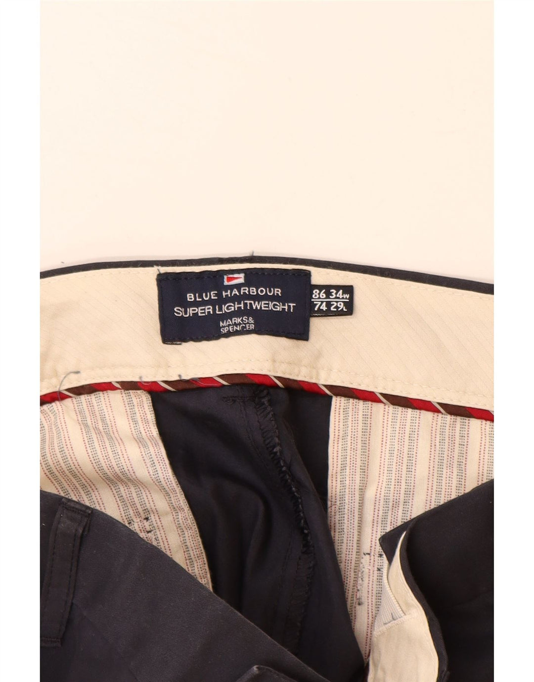 MARKS & SPENCER Ανδρικό Παντελόνι Chino Μπλε Harbour W34 L29 Navy Blue