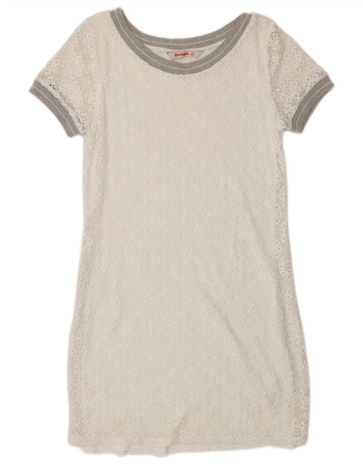 Γυναικείο φόρεμα με θήκη Desigual UK 14 Medium White Floral Polyamide