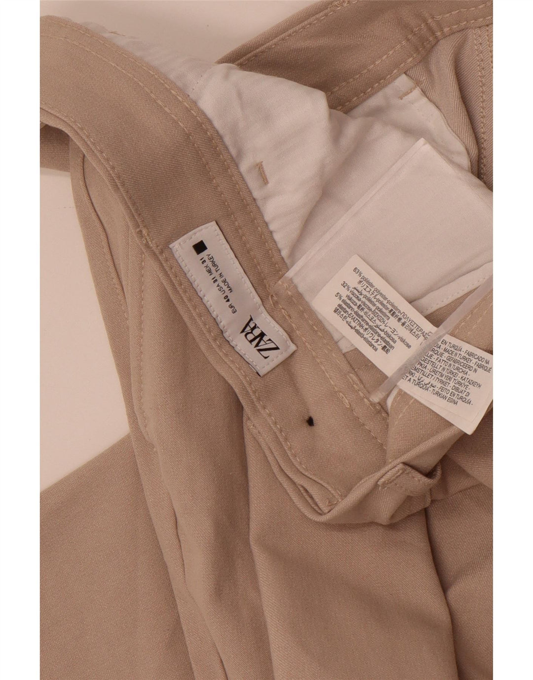 Zara Ανδρικό Slim παντελόνι Chino EU 40 Medium W31 L28 Beige Polyester