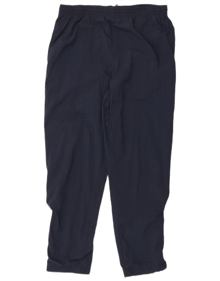 REEBOK Mens Tracksuit Trousers Joggers Medium Navy Blue Nylon