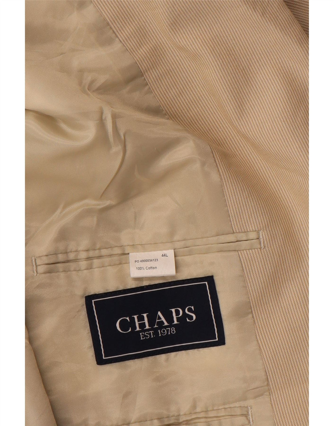 Chaps Ανδρικό σακάκι σακάκι με 2 κουμπιά UK 44 2XL Μπεζ βαμβακερό ριγέ