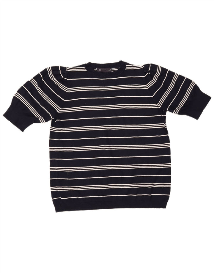 Γυναικείο πουλόβερ MARKS & SPENCER Crop Crew Neck Jumper UK14 Medium Navy Blue