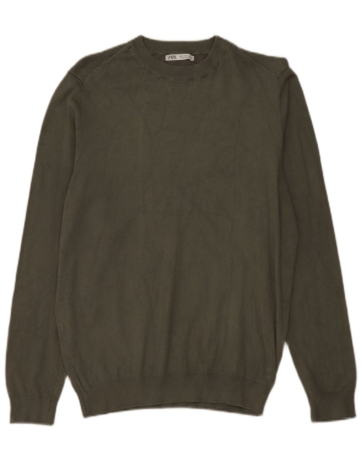 Ανδρικό πουλόβερ Zara Crew Neck Jumper Μικρό Χακί