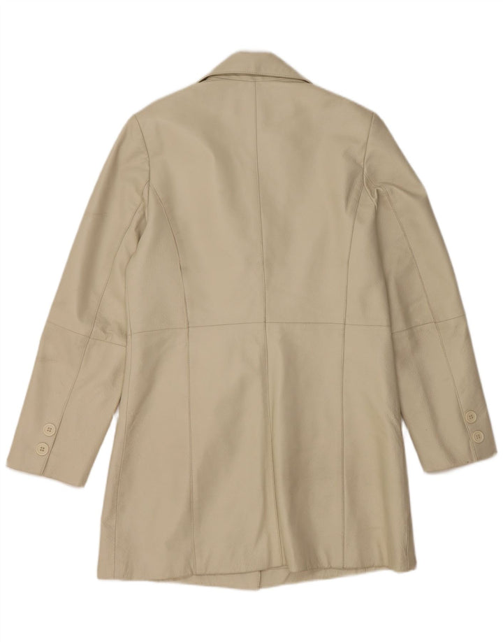 Vintage Γυναικείο Δερμάτινο Παλτό UK 12 Medium Beige Leather