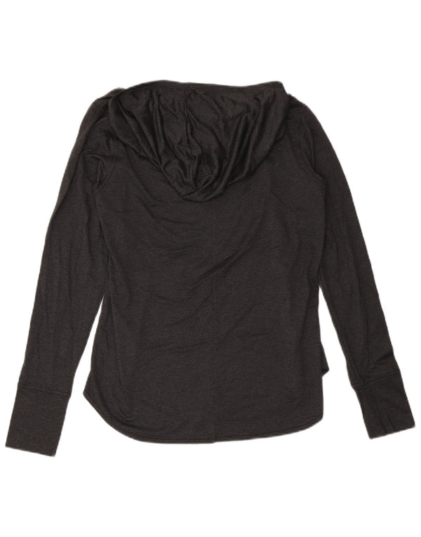 Champion Womens Hooded Graphic Top Long Sleeve UK 12 Medium Grey