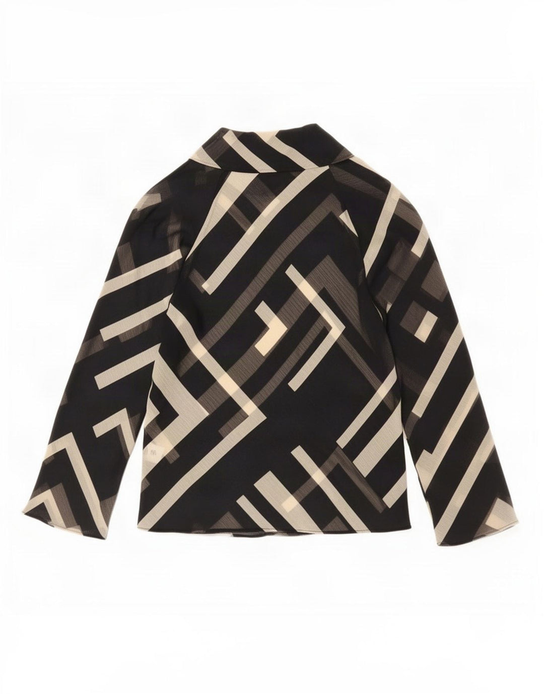 Zara Γυναικεία Μπλούζα Τοπ UK 10 Small Black Geometric Polyester