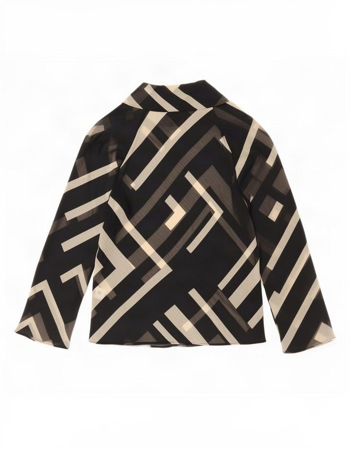 Zara Γυναικεία Μπλούζα Τοπ UK 10 Small Black Geometric Polyester