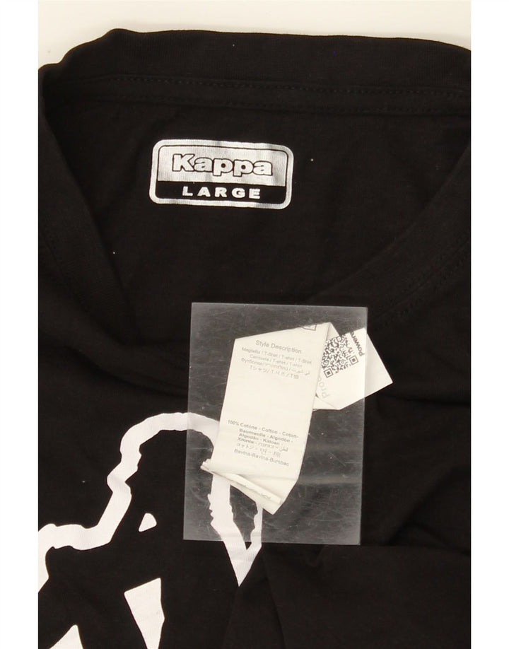 KAPPA Ανδρικό γραφικό T-Shirt Top μεγάλο μαύρο βαμβακερό