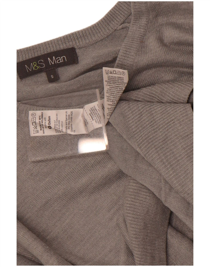 Marks & Spencer Ανδρικό πουλόβερ με λαιμόκοψη με V λαιμόκοψη Μικρό Γκρι Ακρυλικό