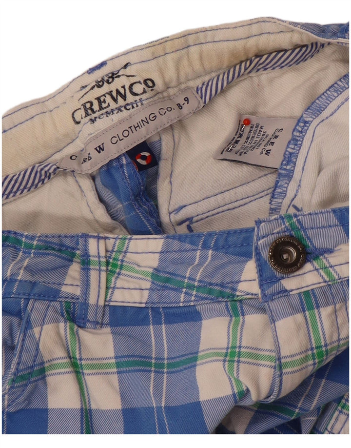 Crew Clothing Boys Cargo Shorts 8-9 ετών W24 Blue Check Cotton