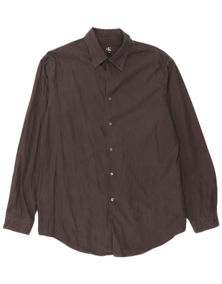 Ανδρικό πουκάμισο Calvin Klein Νούμερο 43 Large μαύρο βαμβακερό