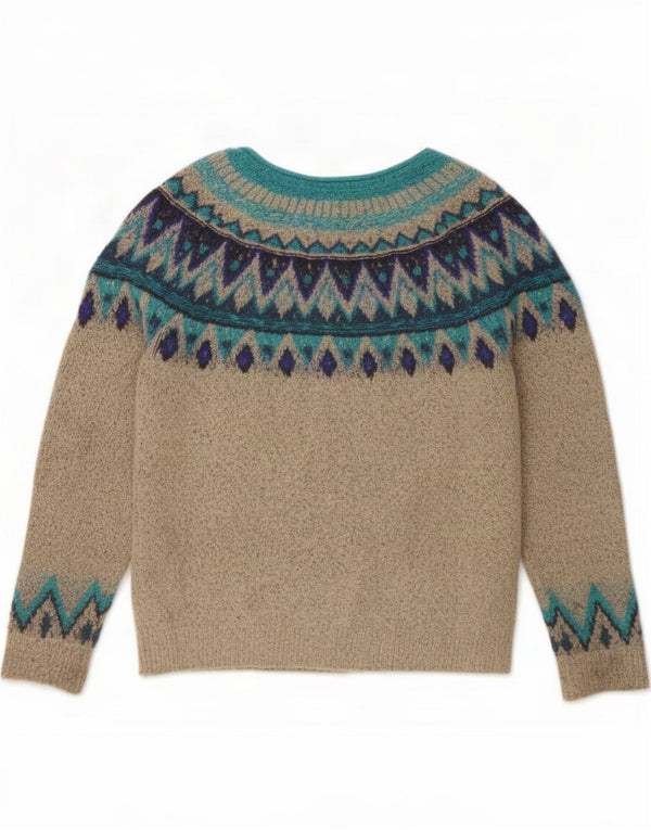 Weird Fish Γυναικείο πουλόβερ με λαιμόκαυστο UK 8 Small Beige Fair Isle