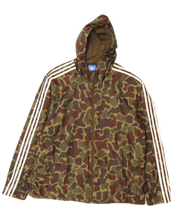 Adidas Ανδρικό μπουφάν βροχής με κουκούλα UK 44 2XL Χακί Καμουφλάζ Πολυεστέρας