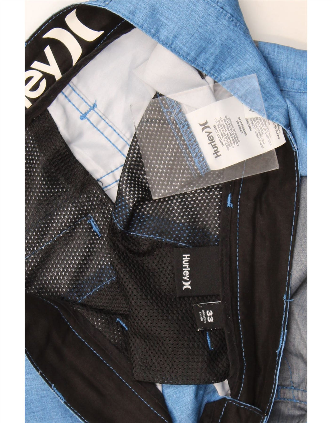 Ανδρικό σορτς Chino Hurley W33 με μεσαίο μπλε ριγέ πολυεστέρα