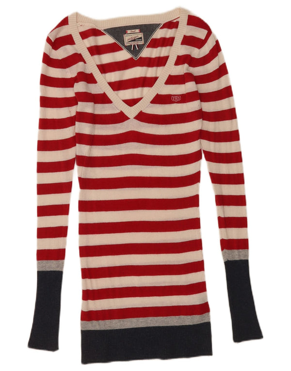 Tommy Hilfiger Γυναικείο πουλόβερ Heritage V-Neck Jumper UK 10 Small Red