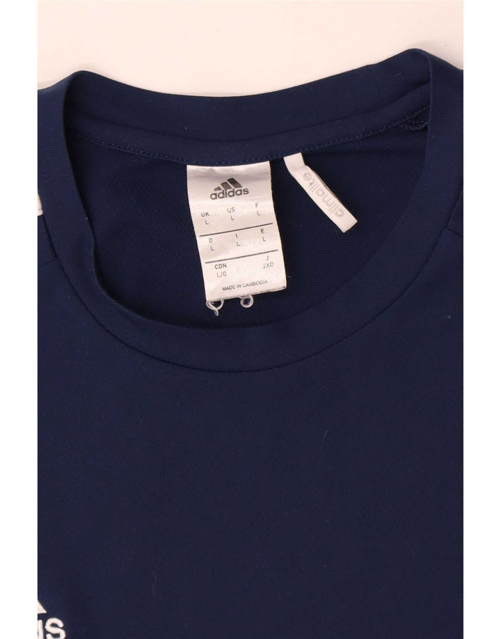 Ανδρικό T-shirt Adidas Climalite Top Large Navy Blue Colorblock Πολυεστέρας