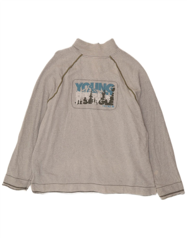 FAT FACE Ανδρικό γραφικό φούτερ με φερμουάρ Jumper XL Γκρι βαμβακερό