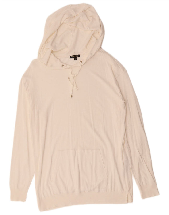 Massimo Dutti Γυναικείο Hoodie Jumper UK 12 Medium White Lyocell