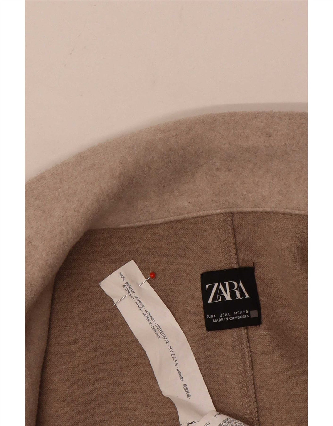 Zara Γυναικείο Ανοιχτό Παλτό UK 16 Large Beige Polyester