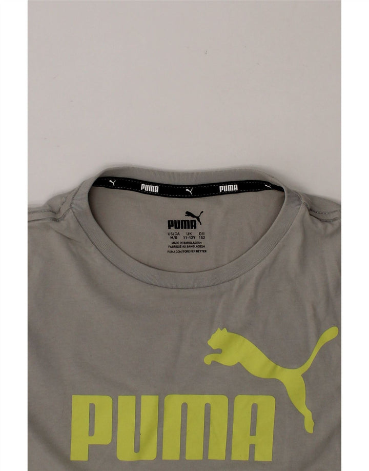 PUMA Boys Graphic T-Shirt Top 11-12 Years Grey Vintage Puma and Second-Hand Puma from Messina Hembry 