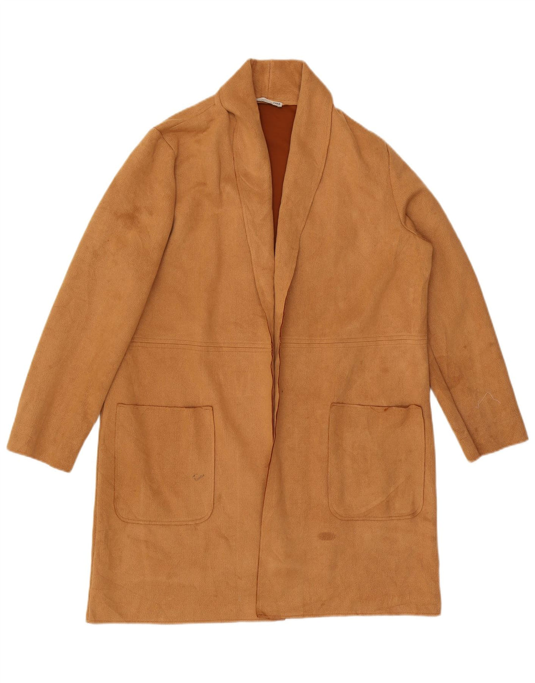 Zara Γυναικεία Ζακέτα Longline UK 16 Large Brown Polyester