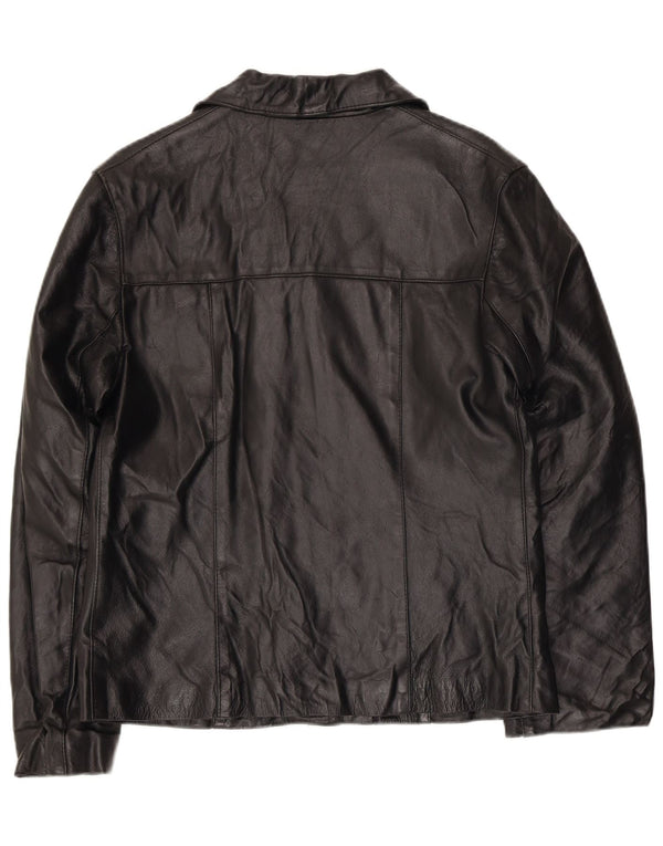 Vintage Γυναικείο Δερμάτινο Μπουφάν UK 14 Medium Black Leather