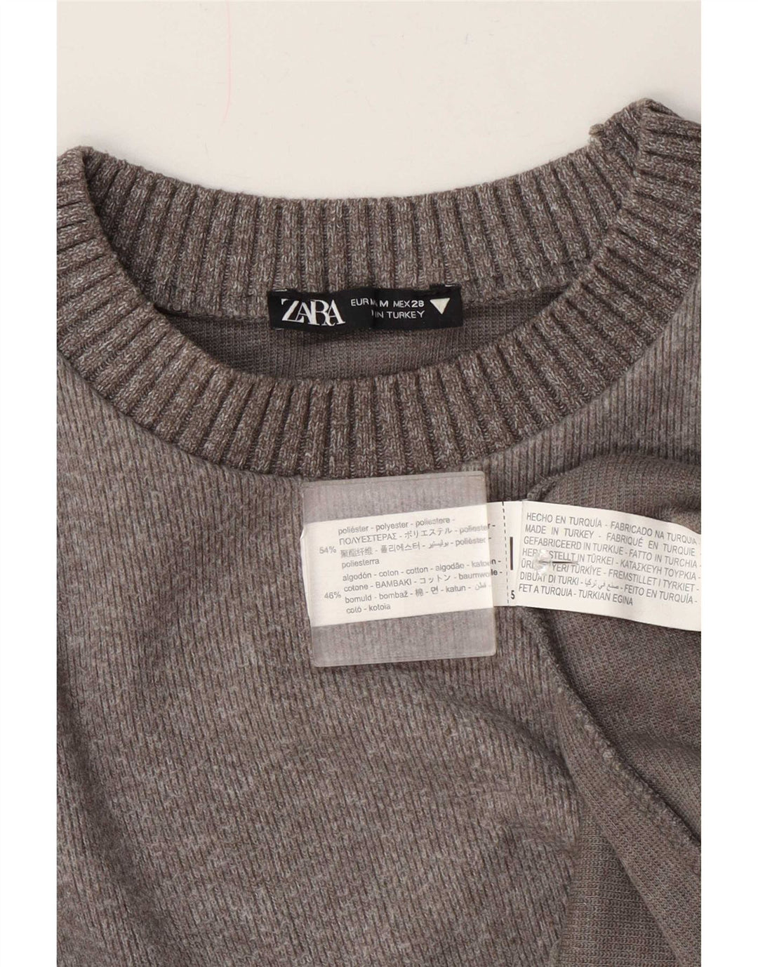 Zara Γυναικείο πουλόβερ με λαιμόκαυστο UK 14 Medium Grey Polyester
