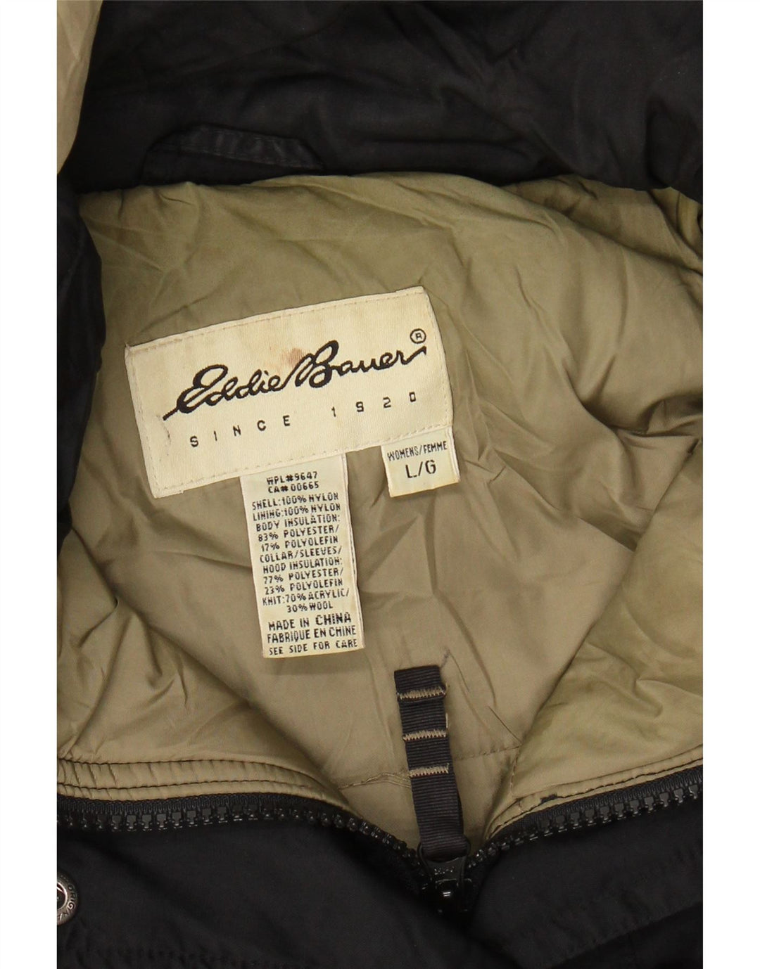 EDDIE BAUER Γυναικείο παλτό με κουκούλα αντιανεμικό UK 16 μεγάλο μαύρο
