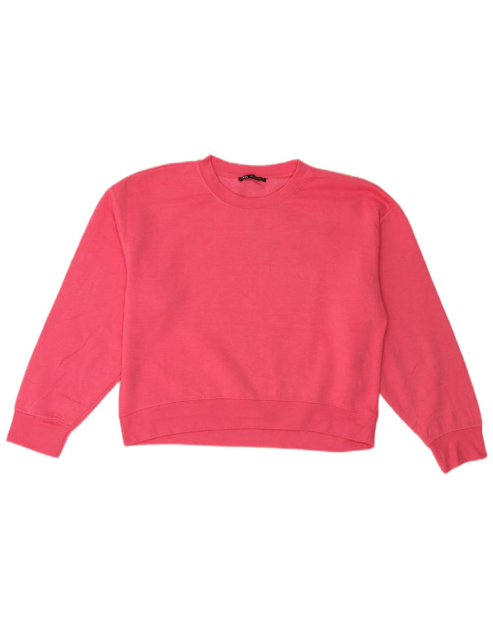 Zara Γυναικεία Φούτερ Jumper UK 14 Medium Pink Polyester